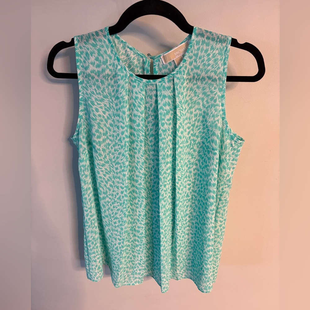 Michael Kors women’s Green Pleated Sleeveless Blouse, S, like-new